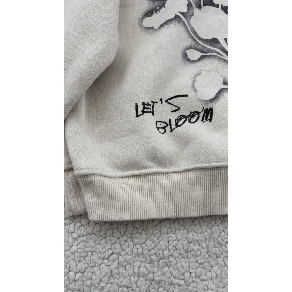Zara Girls Sweatshirt Crewneck Cream w/ Black Flower Print Kids Size 6-7 Floral - Picture 4 of 9